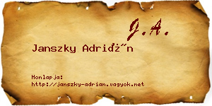 Janszky Adrián névjegykártya